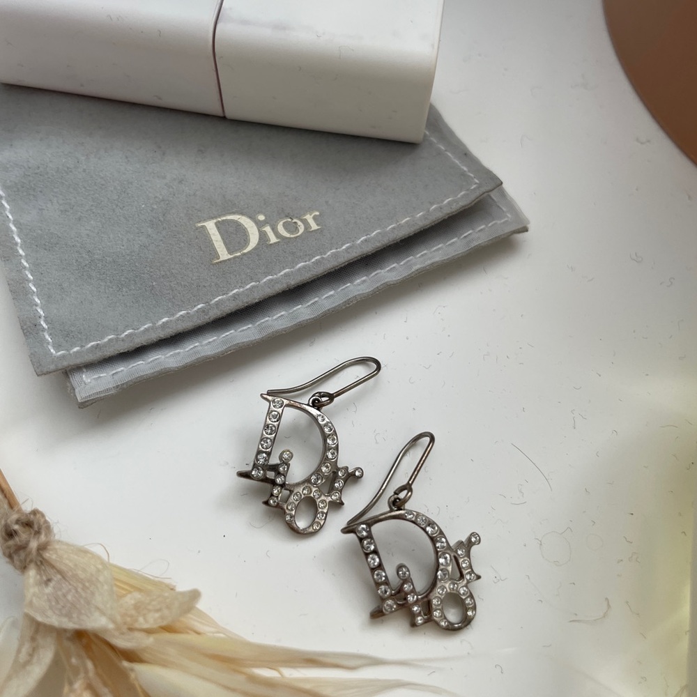 Dior Silver Rhinestone Earrings - Picture 3 of 3